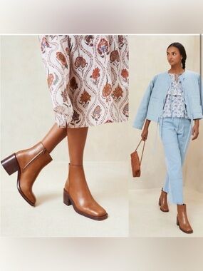 LOEFFLER RANDALL Blakely Square Toe Mid Heel Boots Brown Size 9B
